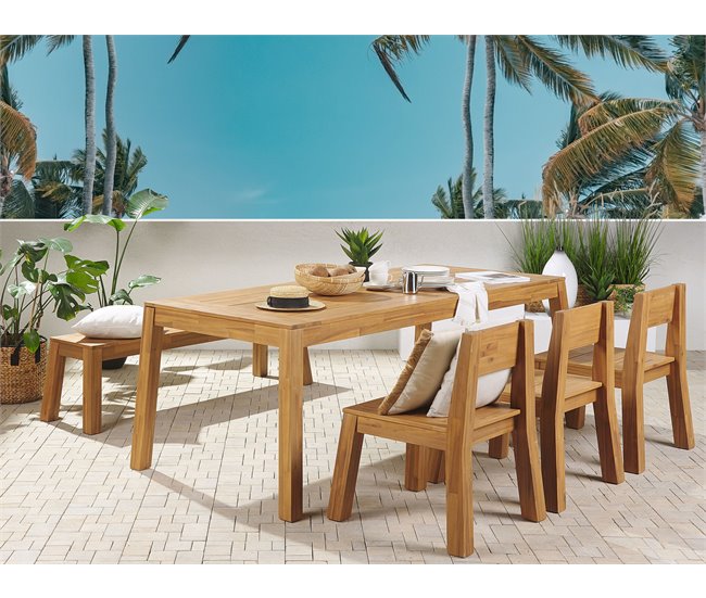 Beliani Conjunto de comedor LIVORNO Castanho