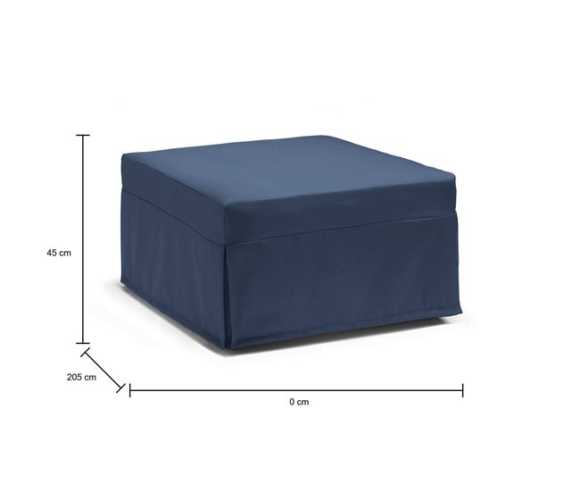 Pufe conversível em cama de solteiro Dabay 45x80 Azul Marino
