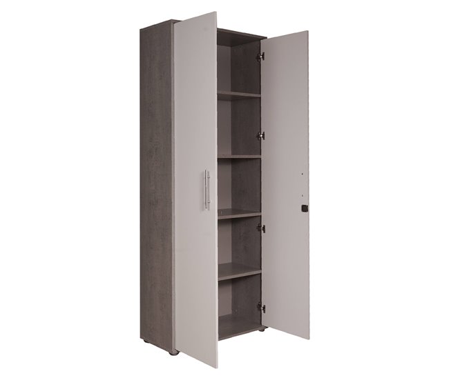 Armário multiuso com 2 portas com efeito madeira 78 Branco
