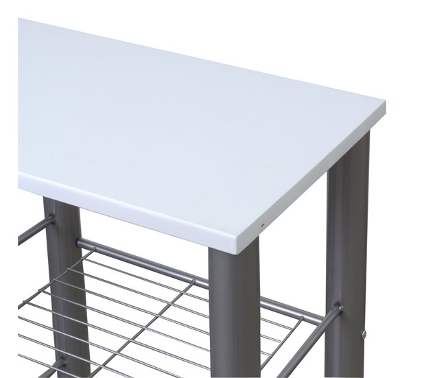 Conjunto balcão e 2 bancos de bar MALACCA II Branco/ Plateado