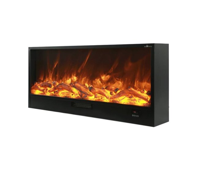CAMINETTO VULTURO Sined 1,5 metros de comprimento lareira eléctrica integrada 1500W, Preto Preto