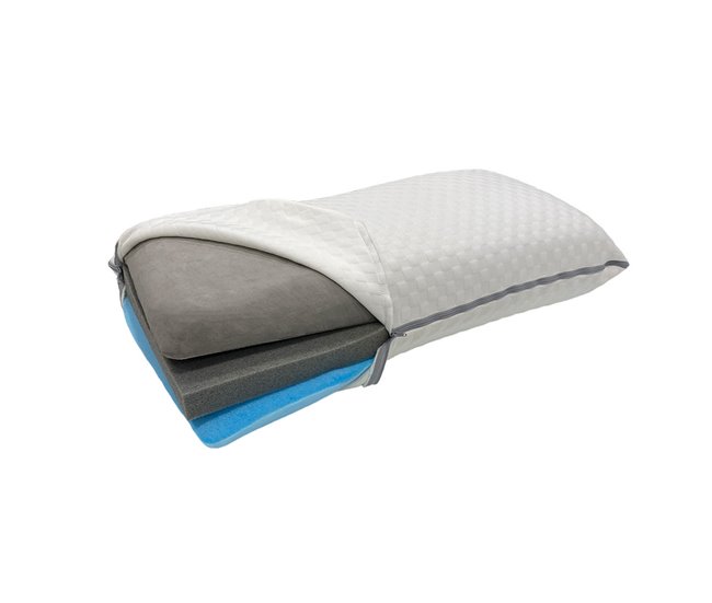 Almofada visco adapta indream - 3 núcleos viscoelásticos ajustáveis.