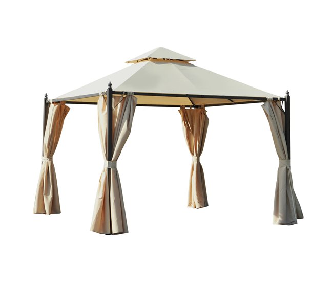 Pérgola de Exterior Metal, Poliéster Outsunny 300x300 Bege