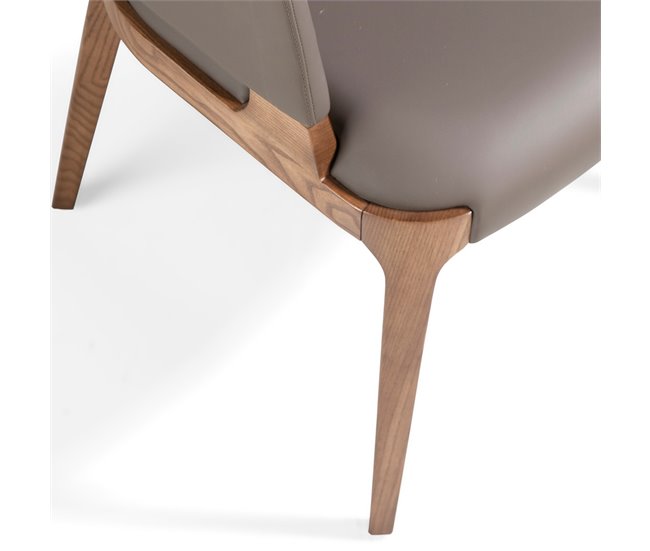 ANGEL CERDA Cadeira de couro ecológico vison escuro Nogal