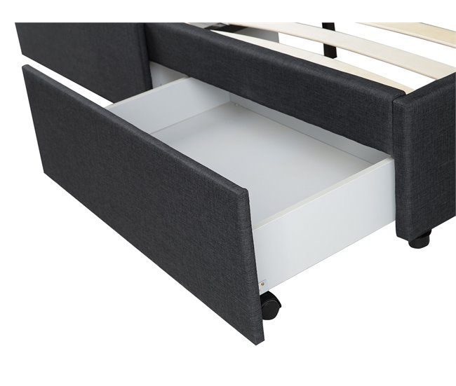 Beliani Cama com estrado Poliéster MILLAU 300x214 Cinza Escuro