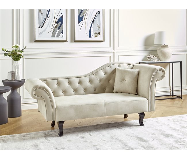 Beliani Chaise longue versão à direita Veludo LATTES Bege