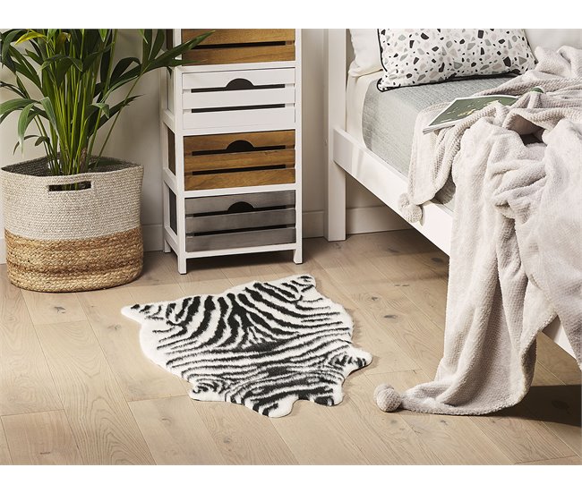 Beliani Decoração em pele de ovelha NAMBUNG 60x90 Branco/ Preto