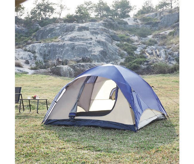Tenda Bergeijk  de teto duplo em poliéster 213x213 Azul