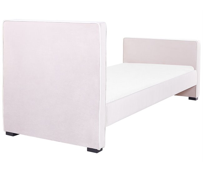Beliani Cama com estrado Veludo TEENIE Rosa Talco