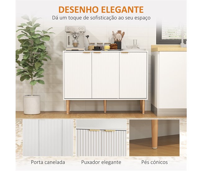 Aparador Melamina de Madeira HOMCOM Branco