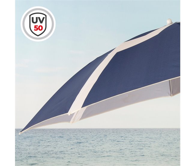 Aktive Guarda-sol de praia 8 hastes inclinável Azul