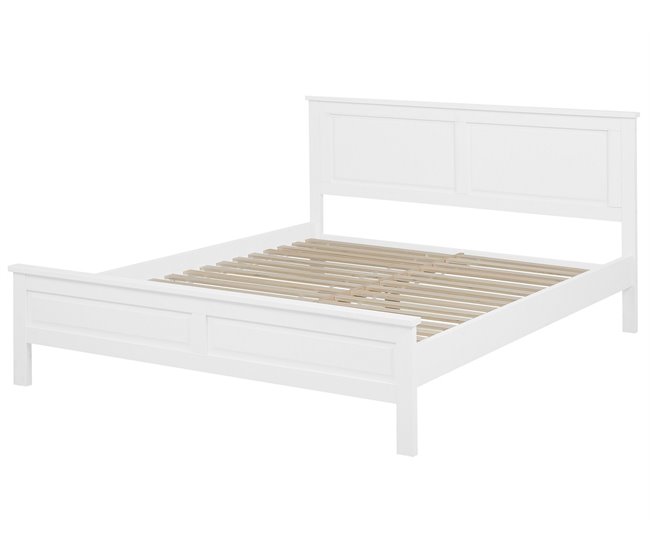Beliani Cama com estrado Pinho OLIVET 189x208 Branco