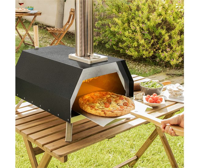 Forno de Pellets para Pizza com Acessórios Preto