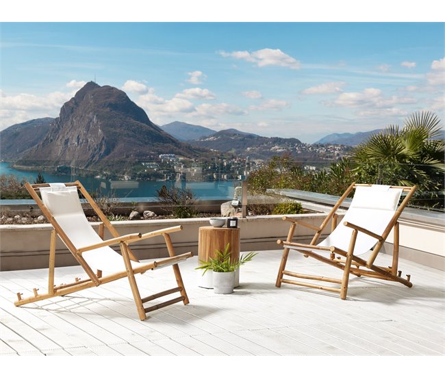 Beliani Cadeira lounge/relax ATRANI Branco/ Bege