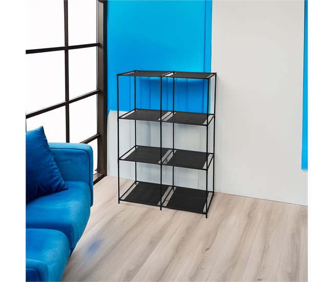 Estante modular Well Home com 6 compartimentos Preto