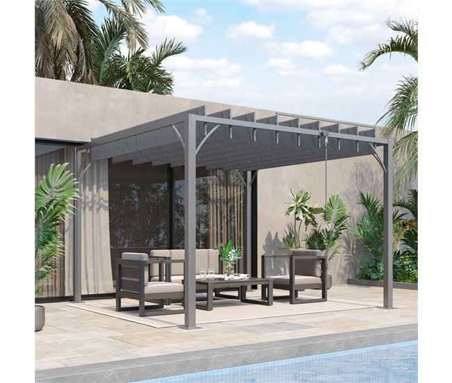 Pérgola de Exterior alumínio, aço, poliéster Outsunny Cinza