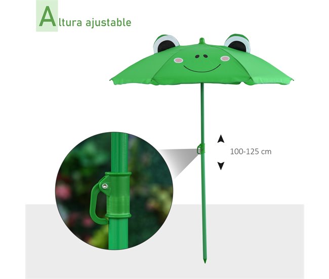 Conjunto Mesa e Cadeiras Exterior Infantil Metal e Poliéster Verde