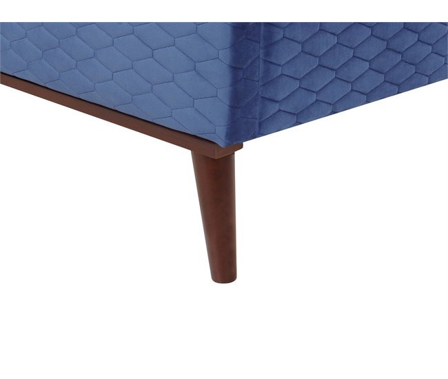 Beliani Cama com estrado Veludo BAYONNE 191x212 Azul