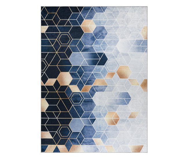 ANDRE 1216 Tapete cubo rico antiderrapante 80x150 Azul