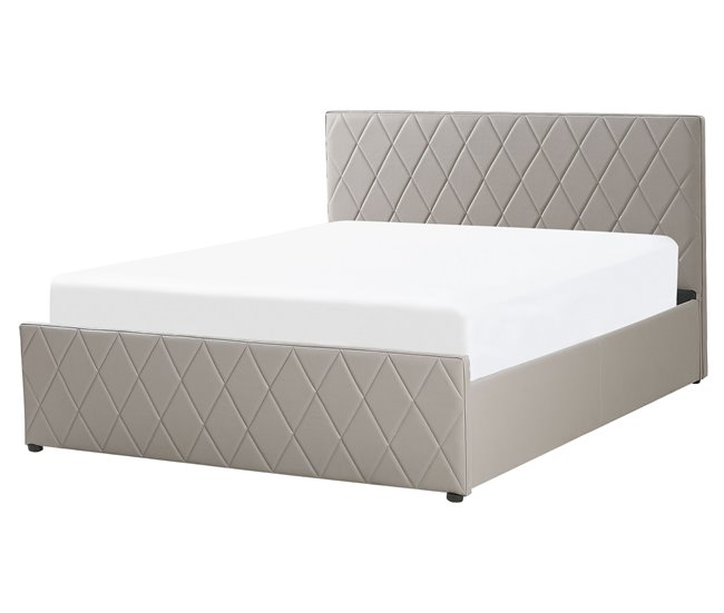 Beliani Cama com estrado Pele sintética ROCHEFORT 170x214 Cinza Escuro