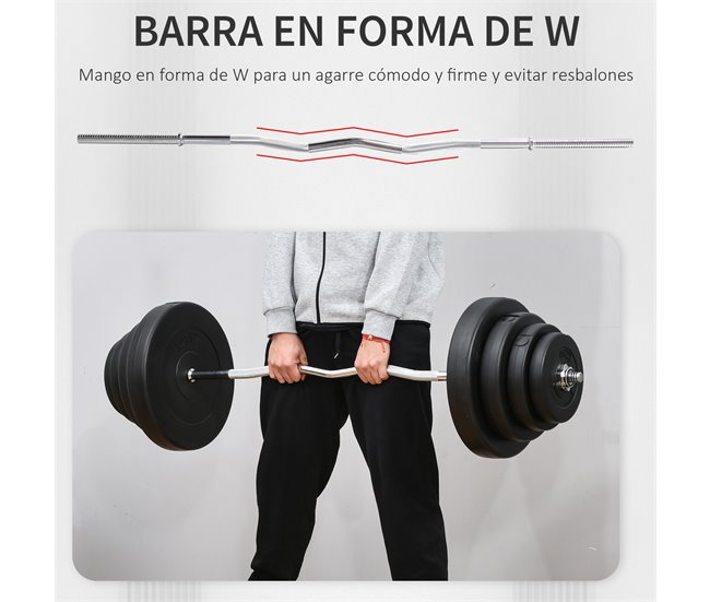 Barra de Pesos Aço, HDPE, Areia HOMCOM Preto
