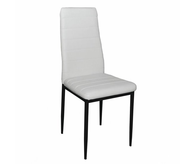Pack 6 cadeiras de jantar em couro sintético Emi Branco/ Preto