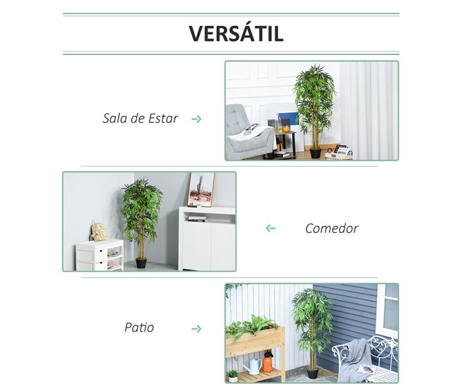 Árvore de bambu artificial PE, PP, Cimento Outsunny Verde