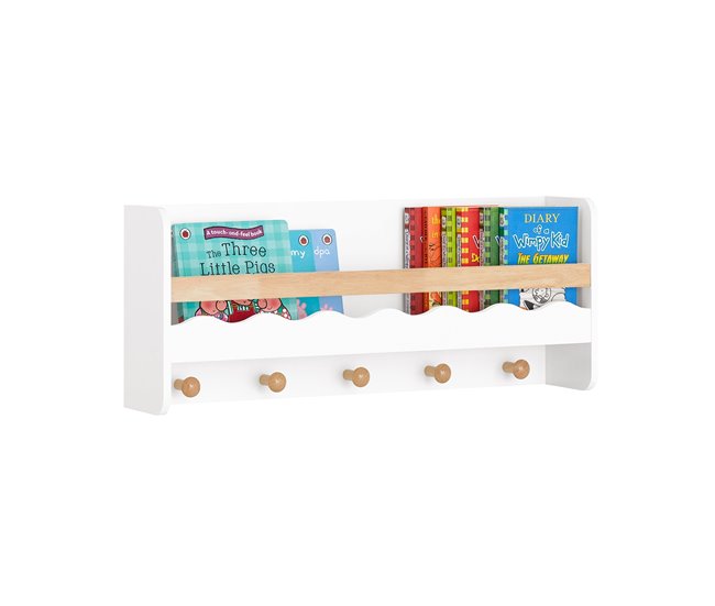 Estante infantil de parede com 5 ganchos SoBuy KMB78-W Branco