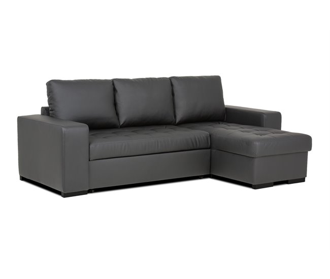 Chaise longue de pele sintética com cama HARRY Preto