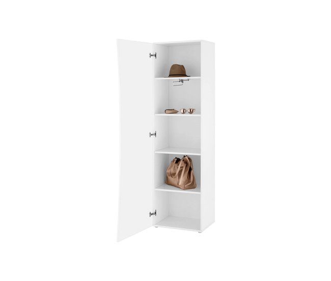 Armário multiuso com 1 porta efeito madeira Branco Brillo