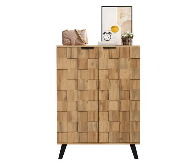 Aparador de painel de partículas com 2 portas Madeira