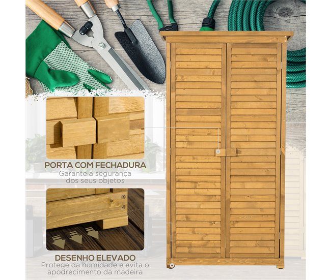 Armário de Madeira Madeira de Abeto Outsunny Castanho