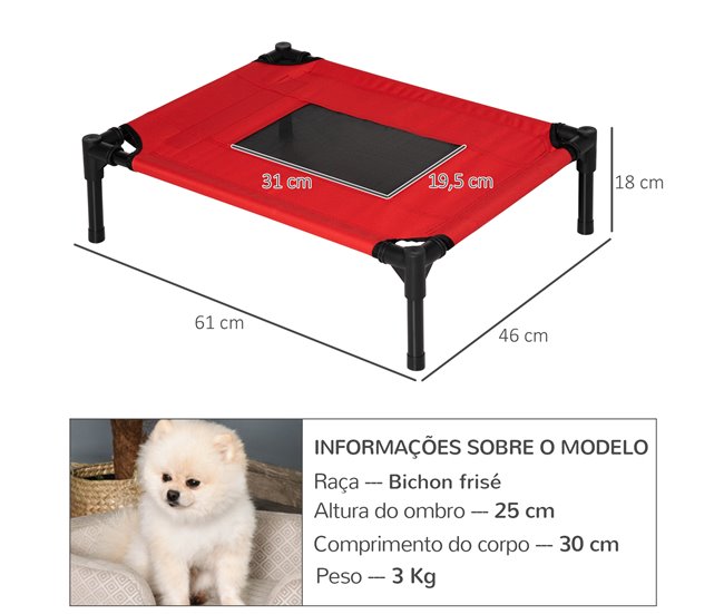 Cama para animais de estimação Metal e tecido Oxford PawHut Preto/ Vermelho