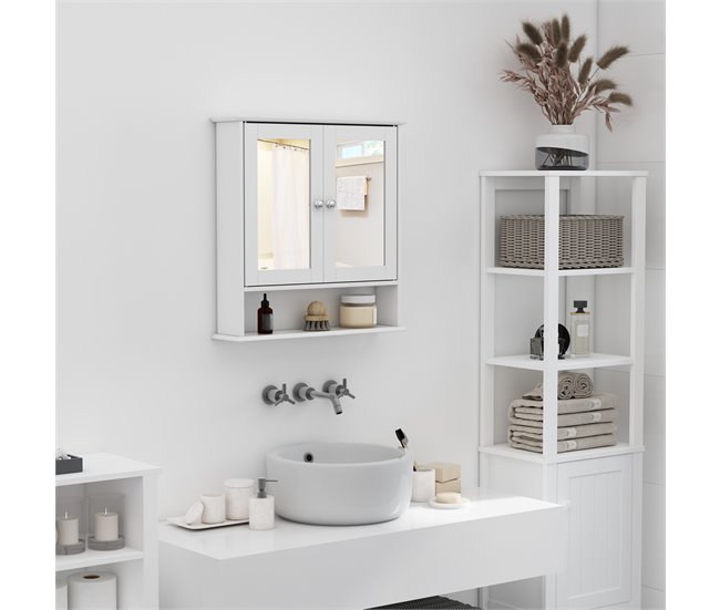 Armário de parede MDF espelho de vidro kleankin 56 Branco