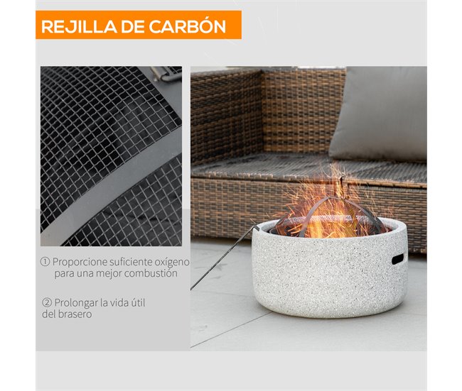 Braseiro Exterior Metal e MGO Outsunny Cinza