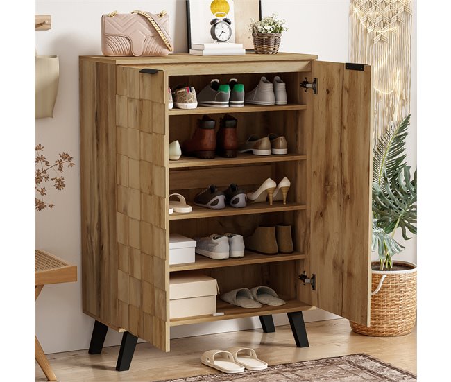 Aparador de painel de partículas com 2 portas Madeira