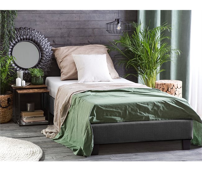 Beliani Cama com estrado Poliéster ROANNE 99x211 Bege