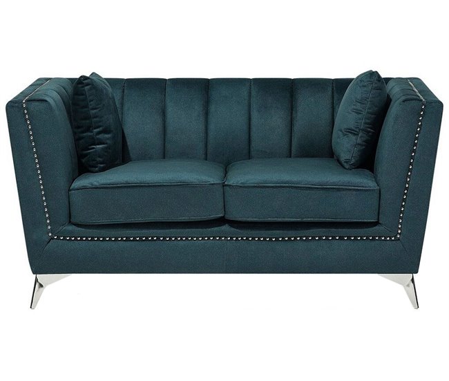 Beliani Sofá de 2 lugares Veludo GAULA Azul/ Verde