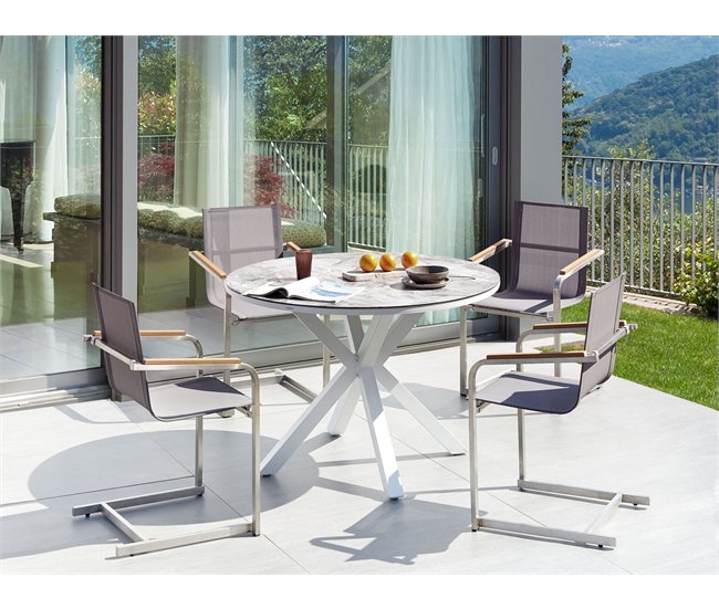 Beliani Conjunto de comedor MALETTO/COSOLETO Branco/cinza