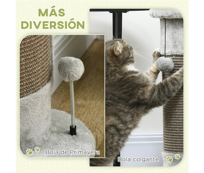Arranhador para Gatos Aglomerado, Peluche e Sisal PawHut Cinza