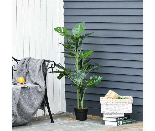 Árvore Monstera Artificial PE, PP, Cimento Outsunny Verde