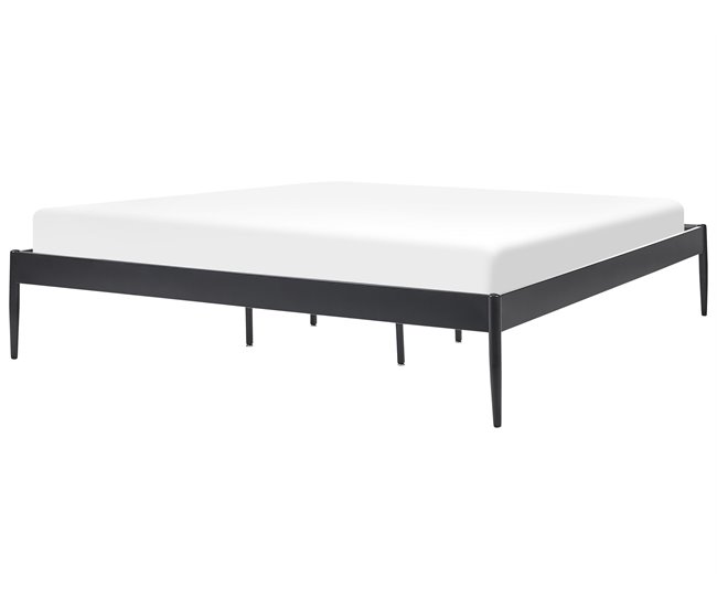 Beliani Cama com estrado Aço VAURS 187x206 Branco