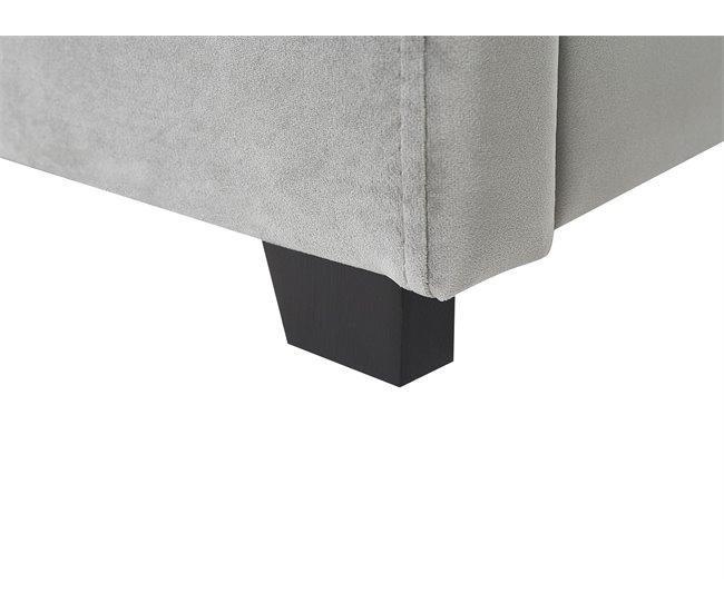 Beliani Cama com armazenamento Veludo VAUCLUSE 174x214 Cinza Claro