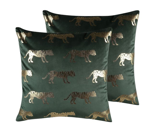 Beliani Almofada decorativa BLUEBELL 45x45 Verde Escuro