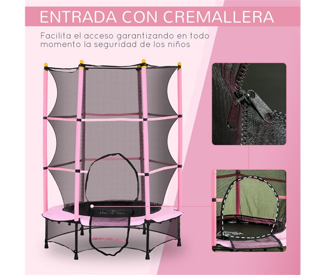 Trampolim para Crianças Aço, PP e EPE HOMCOM Rosa