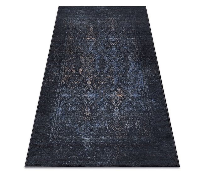 ANDRE 1058 Tapete Ornamento vintage antiderrapante 80x150 Preto