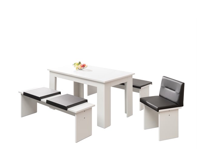 Conjunto mesa com 2 bancos CITY Branco