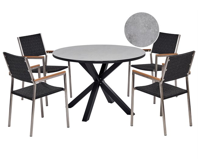 Beliani Conjunto de refeição MALETTO/GROSSETO Preto / Cinza