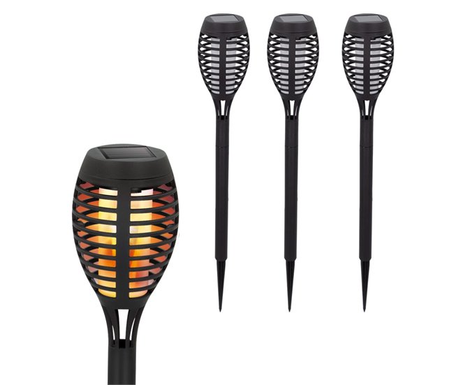 Pack 4 de jogo solar de efeito de chama Aktive Tech Preto