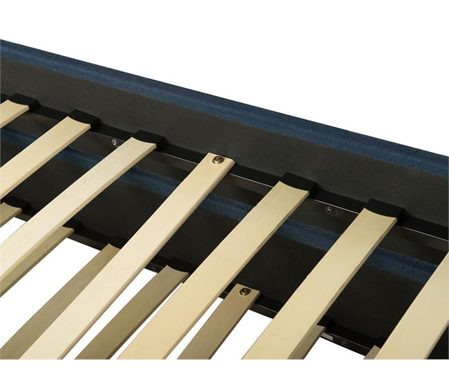 Beliani Cama com estrado Poliéster MARMANDE 86x214 Azul Marino